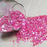 .040 & .062 Hex Ultra Premium Iridescent /Fluorescent Color Shift Polyester Glitter Mix - Strawberries N Cream