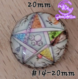 Wiccan Pentagram Art Cabochons 20mm