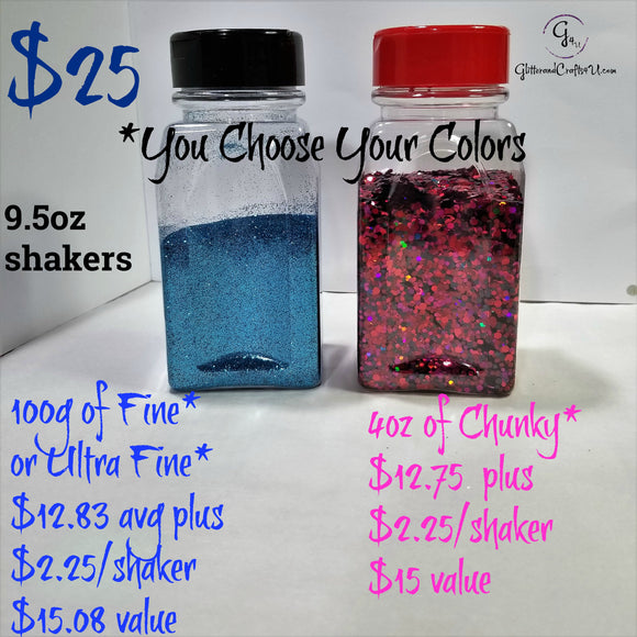 2 for $25  -  You Choose Your Colors- 4oz Fine or Ultra Fine & 4oz Chunky