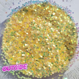 UV Sun Activated Glitter Shapes -1mm, 2mm or 3mm Dots - Butter Yellow