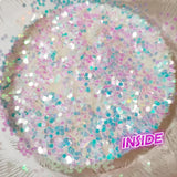 UV Sun Activated Glitter Shapes -1mm, 2mm or 3mm Dots - Pink/Lavender