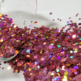 .094 & .062 Hex Ultra Premium Chunky Polyester Glitter - Holo Dark Rose Pink