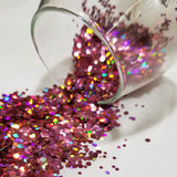 .094 & .062 Hex Ultra Premium Chunky Polyester Glitter - Holo Dark Rose Pink