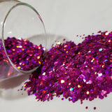 .094 & .062 Hex Ultra Premium Chunky Polyester Glitter - Holo Fuchsia Pink