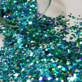 .094 & .062 Hex Ultra Premium Chunky Polyester Glitter - Holo Go Go Galaxy Green