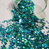.094 & .062 Hex Ultra Premium Chunky Polyester Glitter - Holo Go Go Galaxy Green