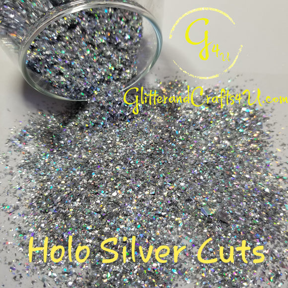 Ultra Premium Holographic Polyester Glitter Pieces - Holo Silver Cuts
