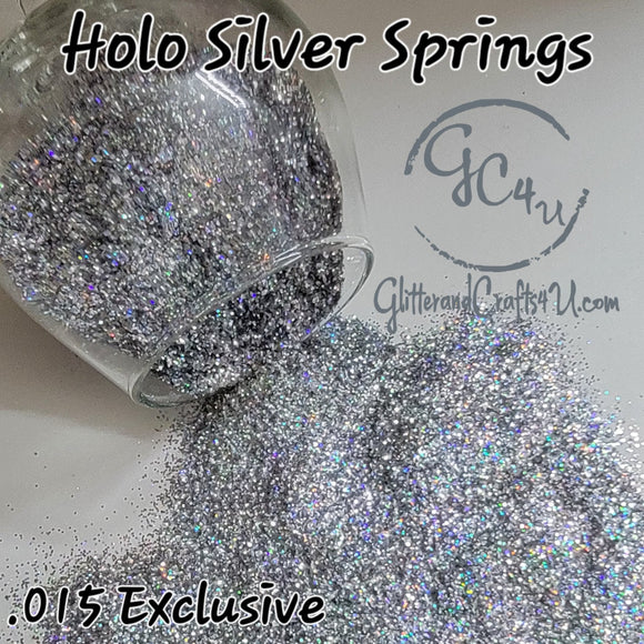 Fine Hex Laser Cut .015” Premium Polyester Glitter - Holo Silver Springs