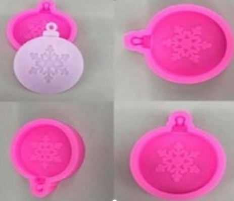 Pink Round Ornamant with Snowflake  Mold