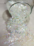 .015 - .040 Hex & Diamond Ultra Premium IR Polyester Glitter Mix - Snow Diamonds