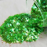 .040 Hex & Diamond Ultra Premium Fine Color Shift Iridescent Polyester Glitter Mix - Neon Kermit