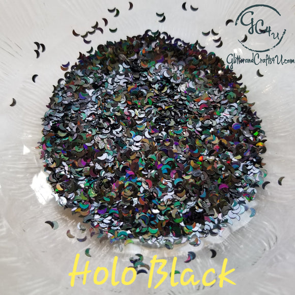 Moon Shape Glitter - Holo Black