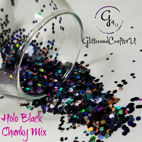 .094 & .062 Hex Ultra Premium Chunky Polyester Glitter - Holo Black