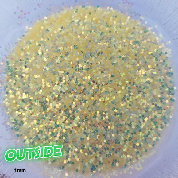 UV Sun Activated Glitter Shapes -1mm, 2mm or 3mm Dots - Butter Yellow