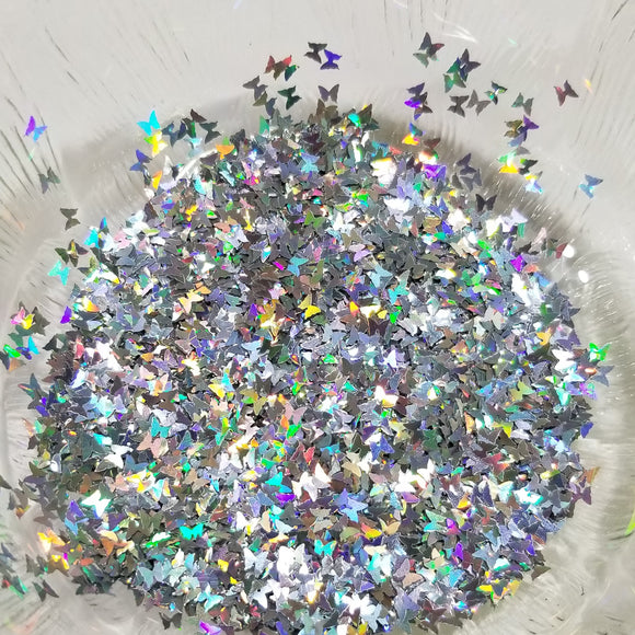 Butterfly Shape Glitter - Holo Silver