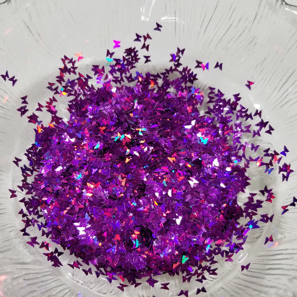Butterfly Shape Glitter - Holo Poison Purple