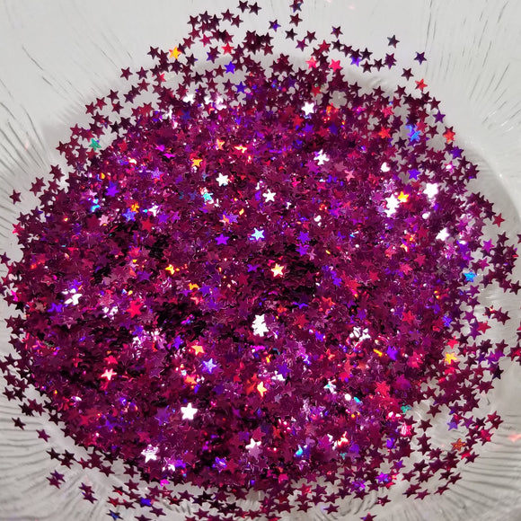 5 point Star Glitter Shapes - Holo Fuchsia Pink