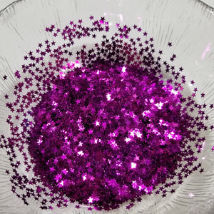 5 Point Star Glitter Shapes - Fuchsia Purple