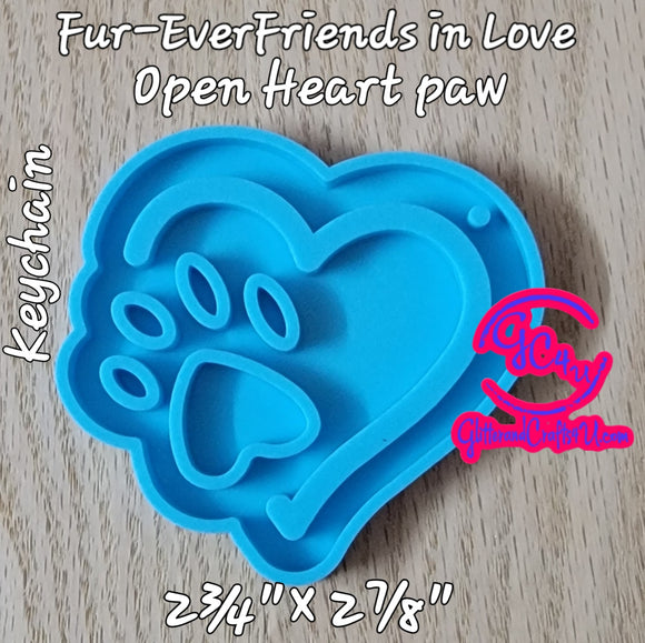 Fur-Ever Friends in Love-OPEN Paw Keychain Mold