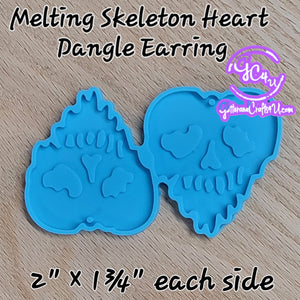 Melting Skeleton Heart Dangle Earring Mold