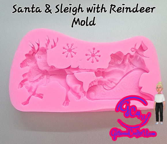 Santa on Sleigh with Reindeer Mold