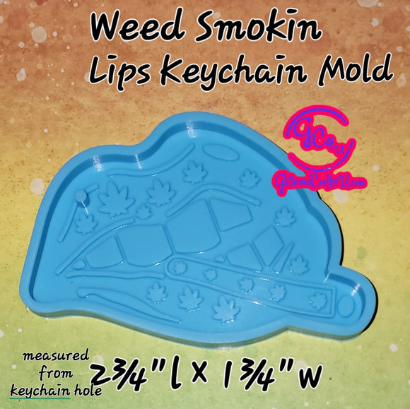 Lips and Smokin' Weed Mold Keychain
