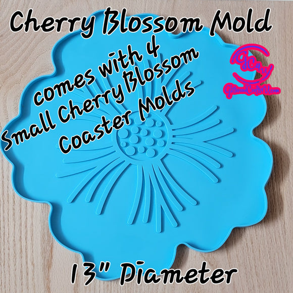 XLG Cherry Blossom Flower & 4 Coaster Molds