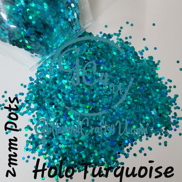 2mm Ultra Premium Polyester Dots - Holo Turquoise