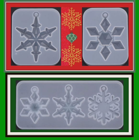 ALL 3 Clear Snowflake Molds-Use as KeyChains, Pendants