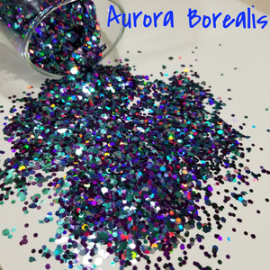 .094, .062 & Diamonds Hex Ultra Premium Chunky Polyester Glitter - Aurora Borealis