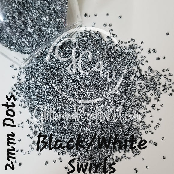 2mm Ultra Premium Polyester Dots - Black / White Swirl