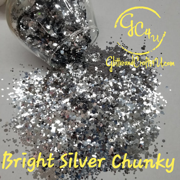 .062 & .094 Hex Ultra Premium Chunky Polyester Glitter - Bright Silver Chunky