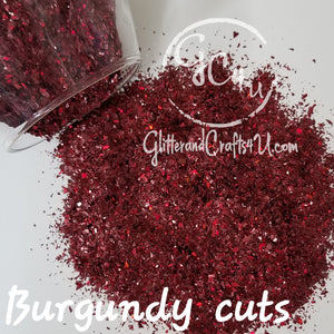 Ultra Premium Holographic Polyester Glitter Pieces - Holo Burgundy Cuts