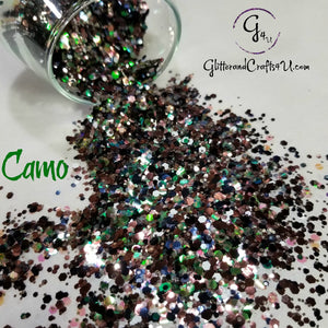 .040, .062 & .094 Hex Ultra Premium Iridescent & Metallic Polyester Glitter Mix - Camo