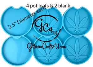 Car Coaster-Pot Leafs and Blanks Mold Set