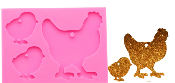 Chicken & Baby Chicks Keychain Mold