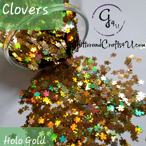 4mm 4 leaf Clovers - Holo Gold