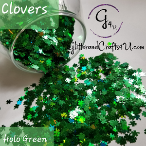 4mm 4 Leaf Clovers - Holo Green