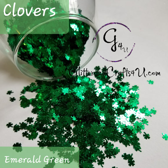 4mm 4 leaf Clovers - Emerald Green