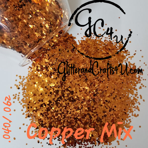 .040 & .062 Hex Ultra Premium Metallic Polyester Glitter Mix - Copper Mix