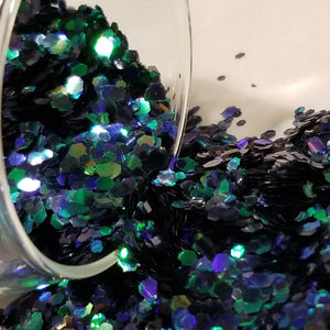 .094 & .062 Hex Ultra Premium Chunky Holographic Polyester Glitter - Dark Forest