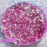 UV Sun Activated Glitter Shapes -1mm, 2mm or 3mm Dots - Pink/Lavender