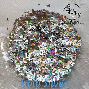 Moon Shape Glitter - Holo Silver