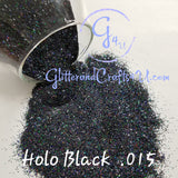 Fine Hex Laser Cut .015” Premium Polyester Glitter - Holo Black 015