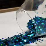 .094 & .062 Hex Ultra Premium Chunky Polyester Glitter - Holo Cool Fire Blue