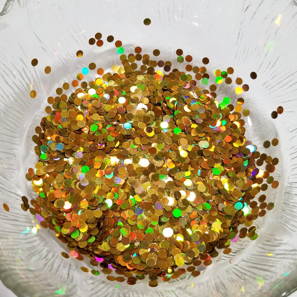 Dots Glitter 1mm, 2mm, 3mm Solvent Resistant - Holo Gold