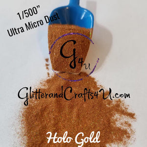 Ultra Premium Ultra Micro Dust Polyester Glitter 1/500" - Holo Gold