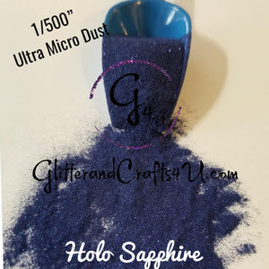 Ultra Premium Ultra Micro Dust Polyester Glitter 1/500" - Holo Sapphire