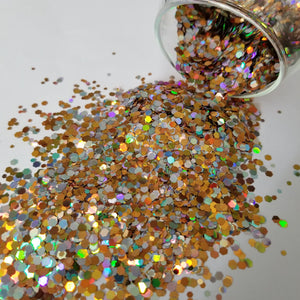 .062 & .094 Hex Ultra Premium Chunky Polyester Glitter - Holo Swiss Gold