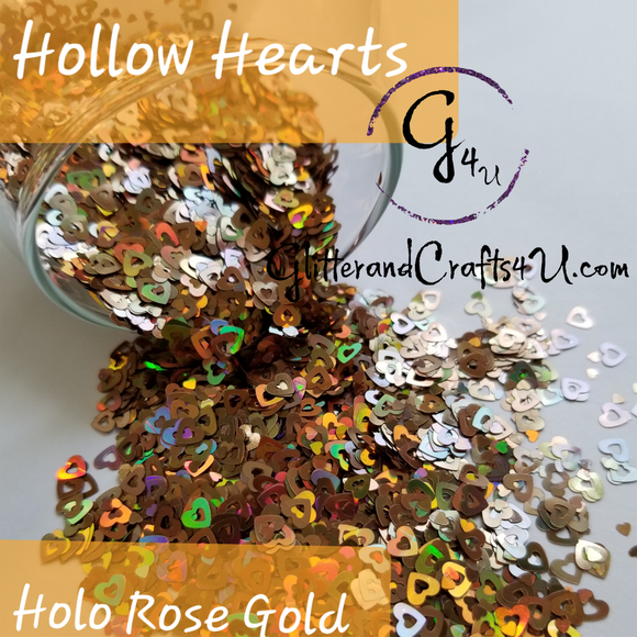 5mm Hollow Hearts - Holo Rose Gold